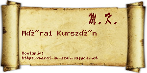 Mérai Kurszán névjegykártya